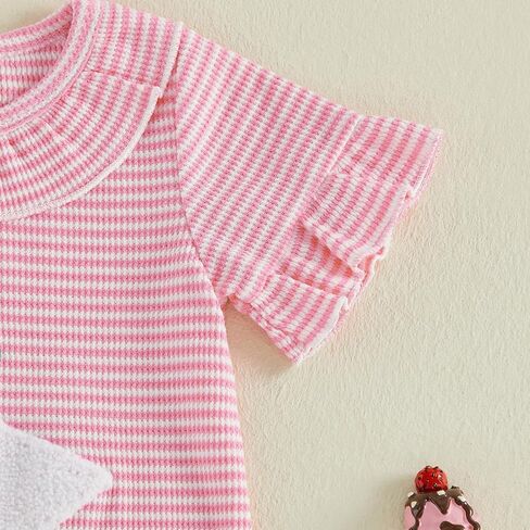 Newborn Baby Girl Outfit Goose Romper Waffle Knit Jumpsuit Headband | Cute silly goose embroidery, Ruffled crew collar, Soft/breathable fabric, for birthday gifts and newborn coming home outfit in Kuwait