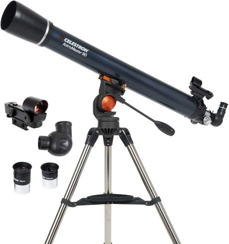 Celestron – AstroMaster 90AZ Telescope – Refractor Telescope – Fully-Coated Glass Optics – Adjustable-Height Tripod – Bonus Astronomy Software Package in Kuwait