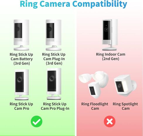 2Pack Wall Mount Bracket for Ring Stick Up Cam & Ring Outdoor Cam Plus, Adjustable Durable Mount Stand Also fit for eufy Arlo Simpllisafe Cam, Drill or No Drill Two Ways Installation Strong Adhesive in Kuwait