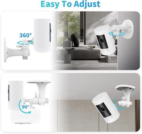 2Pack Wall Mount Bracket for Ring Stick Up Cam & Ring Outdoor Cam Plus, Adjustable Durable Mount Stand Also fit for eufy Arlo Simpllisafe Cam, Drill or No Drill Two Ways Installation Strong Adhesive in Kuwait