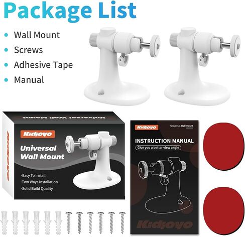 2Pack Wall Mount Bracket for Ring Stick Up Cam & Ring Outdoor Cam Plus, Adjustable Durable Mount Stand Also fit for eufy Arlo Simpllisafe Cam, Drill or No Drill Two Ways Installation Strong Adhesive in Kuwait