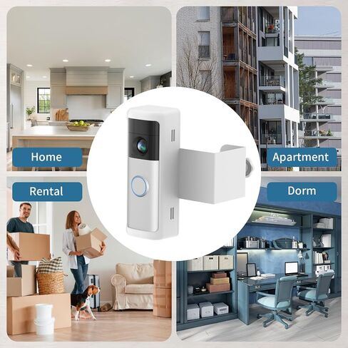 Anti-Theft Doorbell Mount Compatible with Battery Doorbell/Pro/Plus 2nd Gen | No-Drill Doorbell Holder for Apartment Door, Renter Friendly Mounting Bracket, for Inward Swing Door, (1 Pack, White) in Kuwait