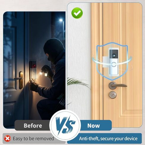 Anti-Theft Doorbell Mount Compatible with Battery Doorbell/Pro/Plus 2nd Gen | No-Drill Doorbell Holder for Apartment Door, Renter Friendly Mounting Bracket, for Inward Swing Door, (1 Pack, White) in Kuwait