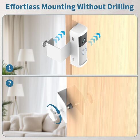 Anti-Theft Doorbell Mount Compatible with Battery Doorbell/Pro/Plus 2nd Gen | No-Drill Doorbell Holder for Apartment Door, Renter Friendly Mounting Bracket, for Inward Swing Door, (1 Pack, White) in Kuwait