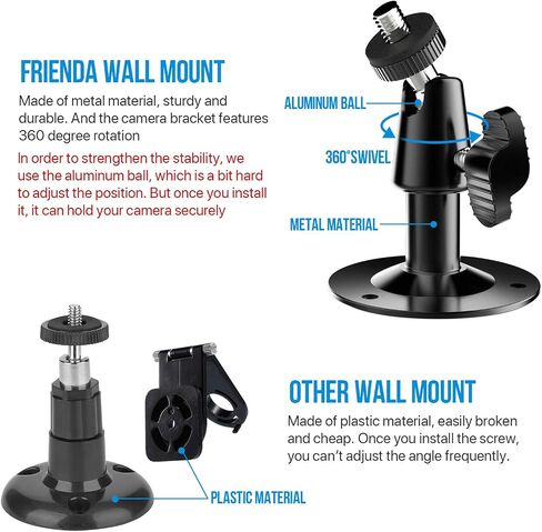 Frienda 360 Degree Adjustable Wall Mount Bracket and Silicone Protective Skin Compatible with Blink Xt Indoor Outdoor Security Camera(1,Black) in Kuwait