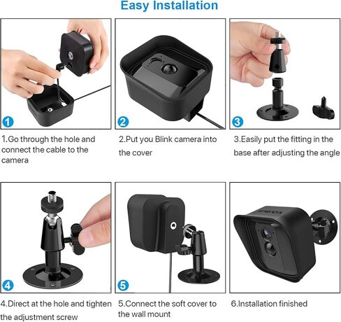 Frienda 360 Degree Adjustable Wall Mount Bracket and Silicone Protective Skin Compatible with Blink Xt Indoor Outdoor Security Camera(1,Black) in Kuwait