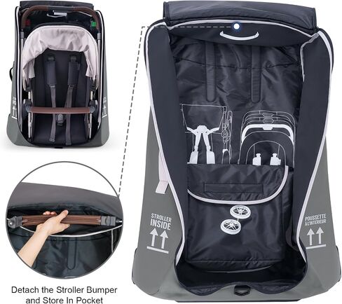 Stroller Bag, Stroller Travel Bag for Airplane Compatible with UPPAbaby Vista V1 V2 V3, Cruz V1 V2 V3, Rolling Wheel Bag with Storage Pocket, Multiple Handles,Luggage Tag for Flight Travel,Gray in Kuwait