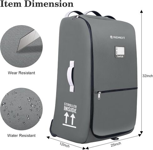 Stroller Bag, Stroller Travel Bag for Airplane Compatible with UPPAbaby Vista V1 V2 V3, Cruz V1 V2 V3, Rolling Wheel Bag with Storage Pocket, Multiple Handles,Luggage Tag for Flight Travel,Gray in Kuwait