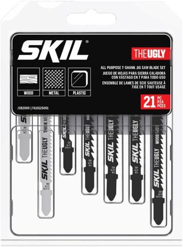 SKIL 21 Pc All-Purpose T-Shank Jig Saw Blade Set for SKIL Jig Saws JS314901/ JS313101/ JS820302/ JS820202/ JS5833A-10 - JSB2000 in Kuwait