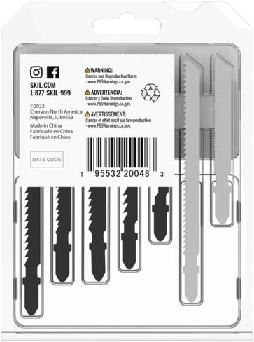 SKIL 21 Pc All-Purpose T-Shank Jig Saw Blade Set for SKIL Jig Saws JS314901/ JS313101/ JS820302/ JS820202/ JS5833A-10 - JSB2000 in Kuwait