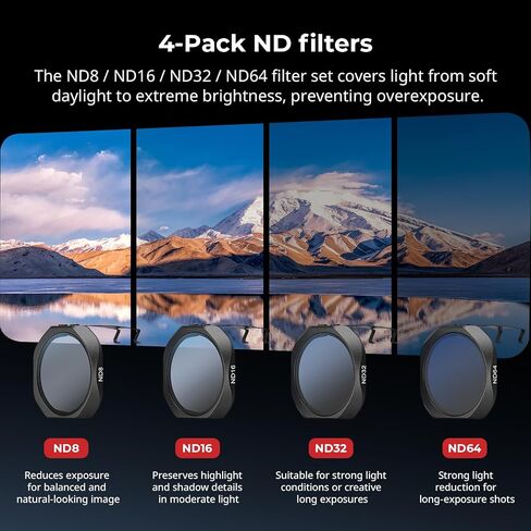 SmallRig ND Filter Kit for DJI Lito X1 / Flip Drone, ND8, ND16, ND32, ND64 for Light Reduction, All-in-One Lens Filter Accessories with Storage Case, Coated HD Optical Glass Filters (4 pcs)- 6213 in Kuwait