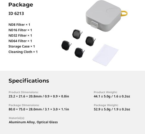 SmallRig ND Filter Kit for DJI Lito X1 / Flip Drone, ND8, ND16, ND32, ND64 for Light Reduction, All-in-One Lens Filter Accessories with Storage Case, Coated HD Optical Glass Filters (4 pcs)- 6213 in Kuwait