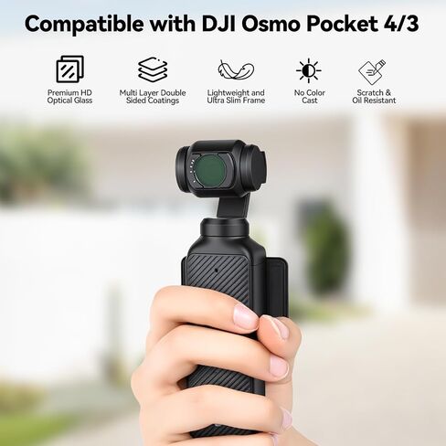 Variable ND 2-32 & N 64-512 Filter Set Compatible with DJI Osmo Pocket 4 / Pocket 3 / Xtra Muse HD Magnetic Adjustable ND Filter with Limited Stops & Lens Film Camera Neutral Density Filter in Kuwait