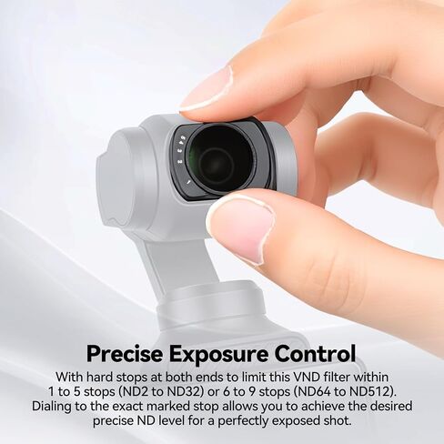 Variable ND 2-32 & N 64-512 Filter Set Compatible with DJI Osmo Pocket 4 / Pocket 3 / Xtra Muse HD Magnetic Adjustable ND Filter with Limited Stops & Lens Film Camera Neutral Density Filter in Kuwait