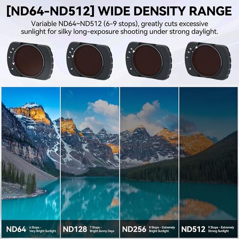 Variable ND 2-32 & N 64-512 Filter Set Compatible with DJI Osmo Pocket 4 / Pocket 3 / Xtra Muse HD Magnetic Adjustable ND Filter with Limited Stops & Lens Film Camera Neutral Density Filter in Kuwait