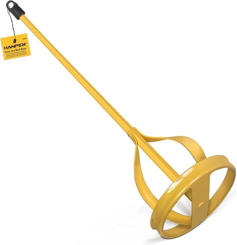 Hanpex Paint and Mud Mixer, Paint Stirrer for Drill in 1 to 5 Gallon Bucket, Suitable for all Standard Drill Bits, Hex Head Anti-slip, Easy Clean, Painting and Plastering Mixer Stirrer Tool (Yellow) in Kuwait