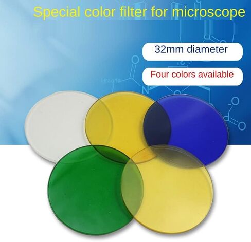 Microscope Color Filter Diameter 32mm Yellow Blue Green White Frosted Glass Optical Biological Microscope Filter (Color : Green) in Kuwait
