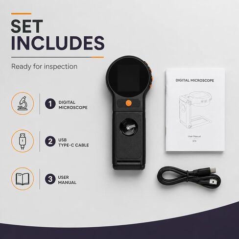 500X Digital Microscope, Handheld and Desktop Dual Use, 2 Inch 178° Wide Screen, Foldable Design, 8 Adjustable LED Lights for Jewelry in Kuwait