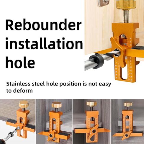 Cabinet door installation clamp, 2 in 1 cabinet door installation clamp with adjustable positioner, aluminum cabinet door drilling tool, suitable for most cabinet doors, with 3 drill bits in Kuwait