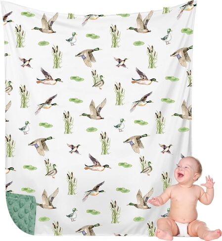 HunnmingRe Mallard Duck Baby Blanket for Boys Girls Double Layer Minky with Dotted Backing Soft Mallard Newborn Blanket Essentials Registry Must Have Items for Toddler Newborn, 30 x 40 Inch(Duck) in Kuwait