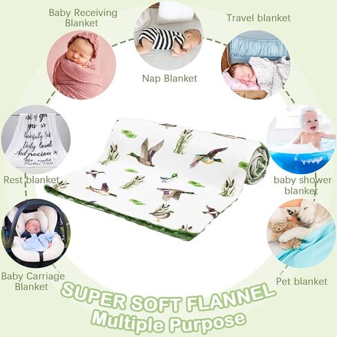 HunnmingRe Mallard Duck Baby Blanket for Boys Girls Double Layer Minky with Dotted Backing Soft Mallard Newborn Blanket Essentials Registry Must Have Items for Toddler Newborn, 30 x 40 Inch(Duck) in Kuwait