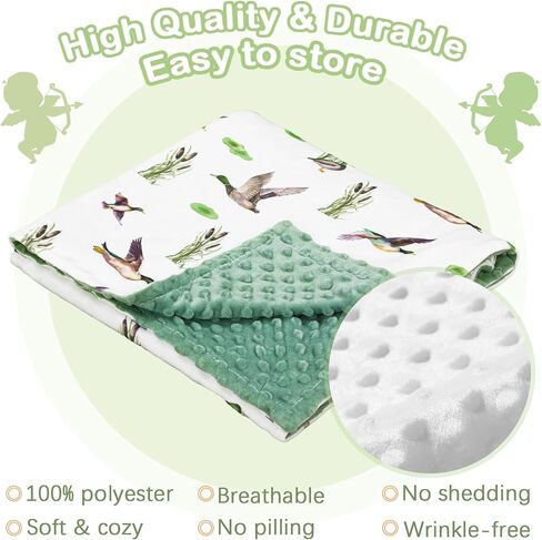 HunnmingRe Mallard Duck Baby Blanket for Boys Girls Double Layer Minky with Dotted Backing Soft Mallard Newborn Blanket Essentials Registry Must Have Items for Toddler Newborn, 30 x 40 Inch(Duck) in Kuwait