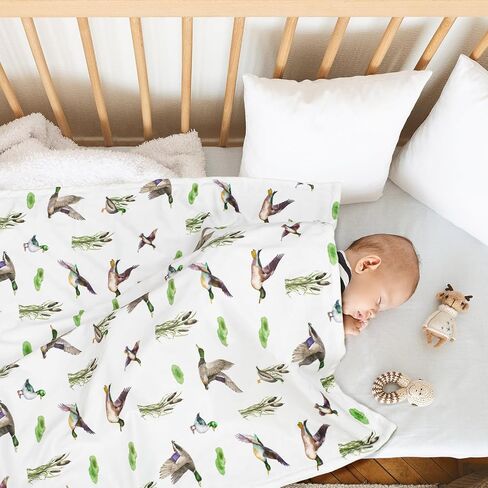 HunnmingRe Mallard Duck Baby Blanket for Boys Girls Double Layer Minky with Dotted Backing Soft Mallard Newborn Blanket Essentials Registry Must Have Items for Toddler Newborn, 30 x 40 Inch(Duck) in Kuwait