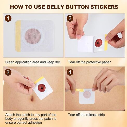 30 Pcs Belly Patch, Herbal Belly Button Patch Navel Sticker, Waterproof Stickers for Women Girls, Breathable Non-Woven, Navel Sticker with Magnet Ring, Easy to Use Wellness Body Patch for Women Men in Kuwait
