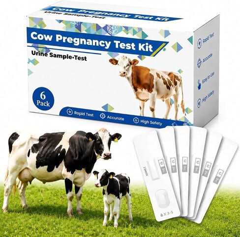 6-Pack Cow Pregnancy Test Kit - Early Urine Detection for Cattle, Get Fast 10-Minute Results, Essential Non-Invasive Monitoring Tool for Dairy Cows & Beef Herds in Kuwait