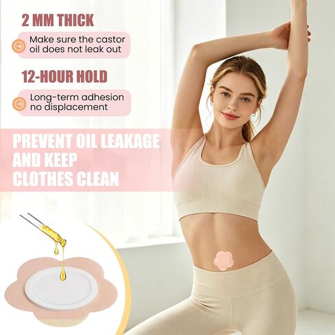 JUMPOW 50Pcs Disposable Castor Oil Patches, Leak-Proof Belly Button Cover | Self-Adhesive, Portable, Breathable & Skin-Friendly, No Wash, 2mm Cotton Core Locks in Oil, Helping Protect Clothes in Kuwait