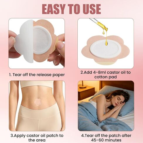 JUMPOW 50Pcs Disposable Castor Oil Patches, Leak-Proof Belly Button Cover | Self-Adhesive, Portable, Breathable & Skin-Friendly, No Wash, 2mm Cotton Core Locks in Oil, Helping Protect Clothes in Kuwait