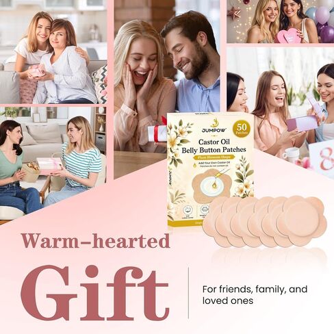 JUMPOW 50Pcs Disposable Castor Oil Patches, Leak-Proof Belly Button Cover | Self-Adhesive, Portable, Breathable & Skin-Friendly, No Wash, 2mm Cotton Core Locks in Oil, Helping Protect Clothes in Kuwait