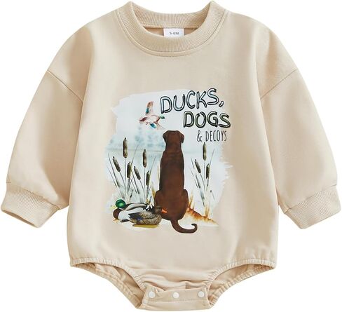 Newborn Baby Boy Girl Hunting Outfit Birthday Mallard Duck Romper | 1st Birthday Mallard Duck Romper Onesie Pne Piece Bodysuit Oversized Sweatshirt Playsuit Spring Fall Clothes in Kuwait