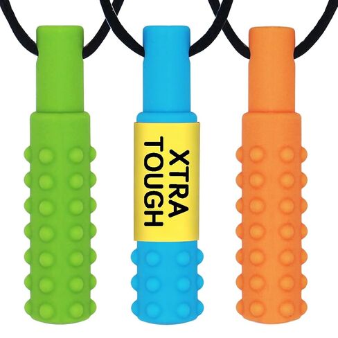 Xtra Tough (XT) Sensory Chew Necklace (3 Pack) - Sensory Oral Motor Aids Teether Toys for Autism, ADHD, Baby Nursing or Special Needs- Designed for Moderate & Aggressive Chewer in Kuwait