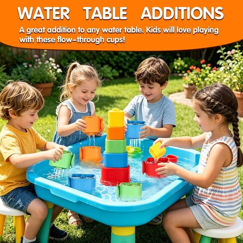 Suction Cup Bath Toys for Toddlers: 5PCS Waterfall Stacking Cups Bathtub Toys for Babies & Infants, Essential Bathtime Silicone Water Toys, Montessori Sensory Play for Boys & Girls 1 2 3 Years in Kuwait