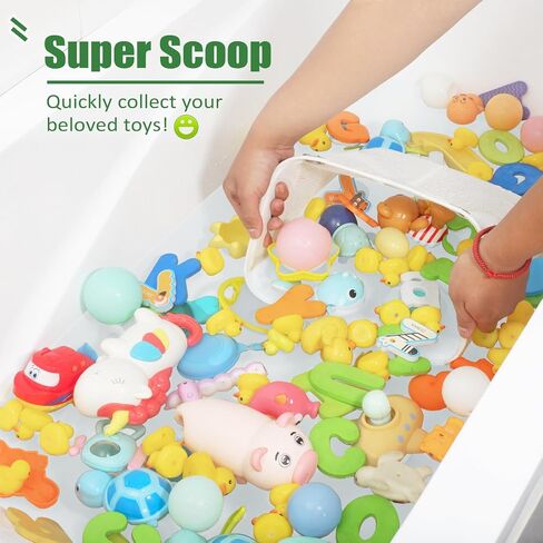 Ligereza Quick Scoop Baby Mesh Bath Toy Storage, 2x Capacity & Large Opening Bath Toy Organizer Baby Bath Gift Bathtub Toy Holder, Toy Storage For Toddlers (White) in Kuwait