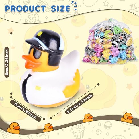 55 Packs Rubber Ducks in Bulk Assortment Car Ducks for Ducking, Small Rubber Duckies for Toddler Baby Bath Toys Floater Duck Bath Pool Toys Kids Party Favors with Mesh Carry Bag in Kuwait