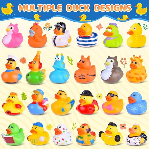 55 Packs Rubber Ducks in Bulk Assortment Car Ducks for Ducking, Small Rubber Duckies for Toddler Baby Bath Toys Floater Duck Bath Pool Toys Kids Party Favors with Mesh Carry Bag in Kuwait