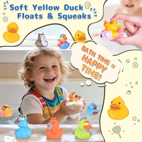 55 Packs Rubber Ducks in Bulk Assortment Car Ducks for Ducking, Small Rubber Duckies for Toddler Baby Bath Toys Floater Duck Bath Pool Toys Kids Party Favors with Mesh Carry Bag in Kuwait
