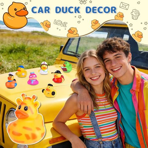 55 Packs Rubber Ducks in Bulk Assortment Car Ducks for Ducking, Small Rubber Duckies for Toddler Baby Bath Toys Floater Duck Bath Pool Toys Kids Party Favors with Mesh Carry Bag in Kuwait
