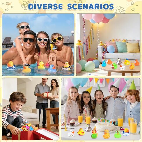 55 Packs Rubber Ducks in Bulk Assortment Car Ducks for Ducking, Small Rubber Duckies for Toddler Baby Bath Toys Floater Duck Bath Pool Toys Kids Party Favors with Mesh Carry Bag in Kuwait