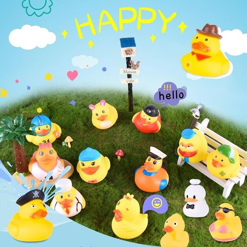 55 Packs Rubber Ducks in Bulk Assortment Car Ducks for Ducking, Small Rubber Duckies for Toddler Baby Bath Toys Floater Duck Bath Pool Toys Kids Party Favors with Mesh Carry Bag in Kuwait