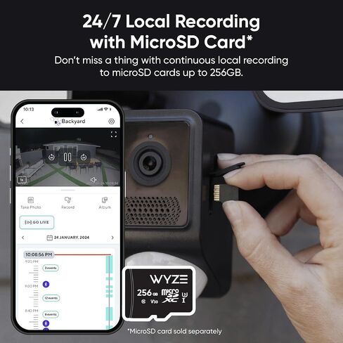 WYZE Floodlight Camera v2, 2800-Lumen LEDs, 2K HD Outdoor Security Camera, 160° Wide View, Motion Activated Light, 105dB Siren, Cloud & Local Storage, Color Night Vision, Wired (Renewed), Black in Kuwait
