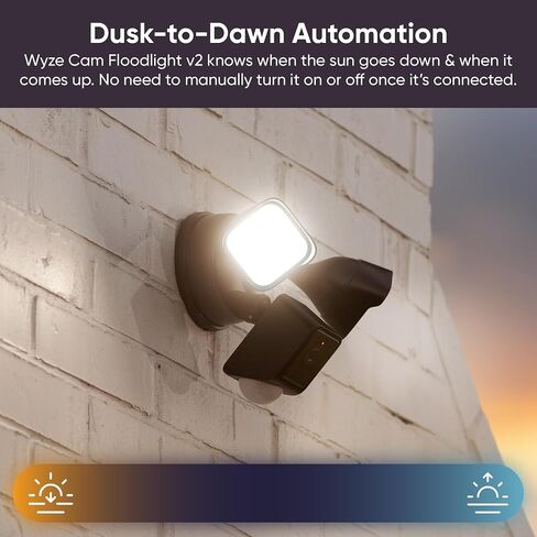 WYZE Floodlight Camera v2, 2800-Lumen LEDs, 2K HD Outdoor Security Camera, 160° Wide View, Motion Activated Light, 105dB Siren, Cloud & Local Storage, Color Night Vision, Wired (Renewed), Black in Kuwait