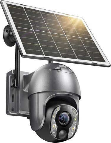 SEHMUA 2K Solar Security Cameras Wireless Outdoor, 2 Pack 360° View Pan/Tilt WiFi Security Camera Outside with Color Night Vision, Easy to Install, PIR Alarm, 2-Way Audio, Black in Kuwait