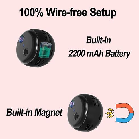 W-B2 Magnetic Security Camera with 100-Day Battery Time (Video Only) | Indoor Camera with Color Night Vision, Wifi Remote Viewing, Motion Detection, SD & Cloud Storage in Kuwait