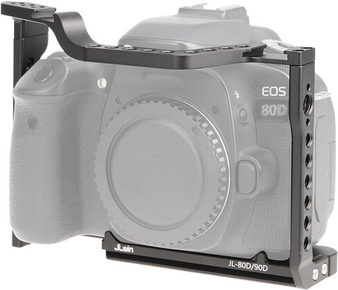 Camera Video Cage for Canon EOS 90D 80D 70D DSLR Camera | Full Rig with Dual Cold Shoe, Quick Release Plate for for Arca-Swiss Tripod, ARRI 3/8"-16 & 1/4"-20 Threads in Kuwait