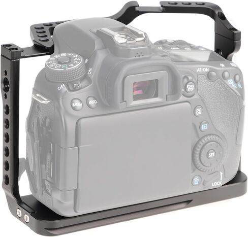 Camera Video Cage for Canon EOS 90D 80D 70D DSLR Camera | Full Rig with Dual Cold Shoe, Quick Release Plate for for Arca-Swiss Tripod, ARRI 3/8"-16 & 1/4"-20 Threads in Kuwait