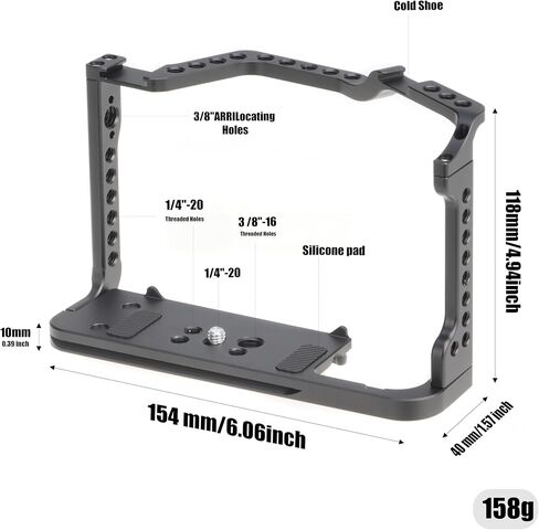Camera Video Cage for Canon EOS 90D 80D 70D DSLR Camera | Full Rig with Dual Cold Shoe, Quick Release Plate for for Arca-Swiss Tripod, ARRI 3/8"-16 & 1/4"-20 Threads in Kuwait