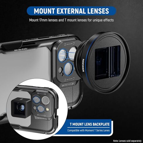 NEEWER 16 Pro Max Cage, Quick Release Video Rig Phone Stabilizer Compatible with iPhone 16 Pro Max with Adapters of 67mm Filter, 17mm Lens & T Mount Lens, Full Camera Control Access, PA074 in Kuwait